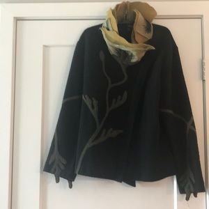 Unique black boiled wool jacket